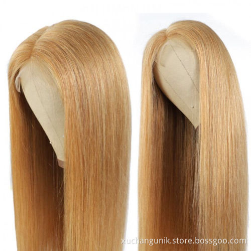 Wholesale 100% Virgin Human Hair 4*4 Wig Vendor Supply Two Tone Ombre 27# Human Hair Ladies 4x4 Front Lace Wig With Baby Hair